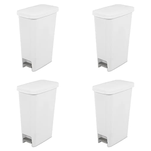 Sterilite 11 Gallon Slim StepOn Wastebasket (4-Pack)