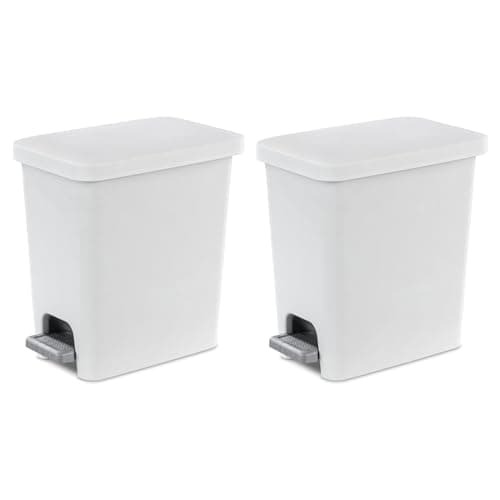 Sterilite 2.7 Gallon Rectangular StepOn Wastebasket (2-Pack)