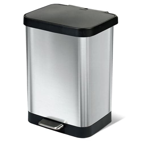 Glad 13 Gallon Stainless Steel Step Trash Can with Clorox Odor Protection (GLD-74525)