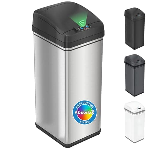 iTouchless 13 Gallon SensorCan with AbsorbX Odor Filter