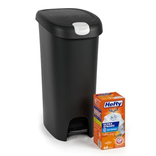 Hefty 12 Gallon Step Trash Can with Lockable Lid