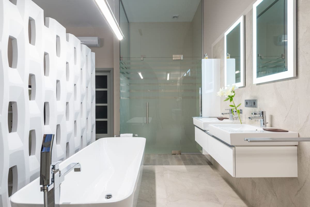 Modern white bathroom interior