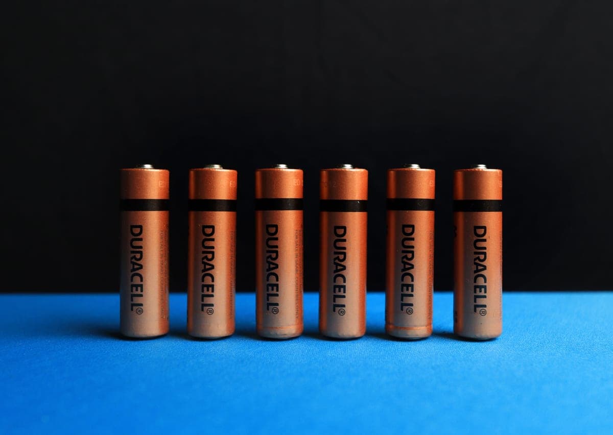 Row of alkaline batteries