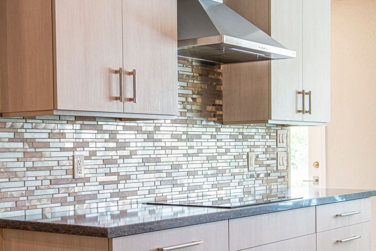 Modern kitchen counter with stainless steel appliances