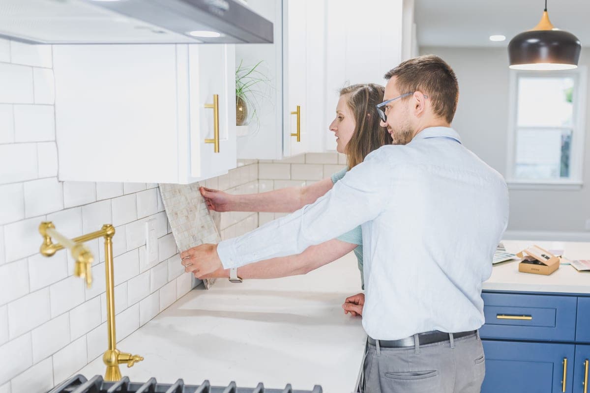 Kitchen renovation plans on a counter