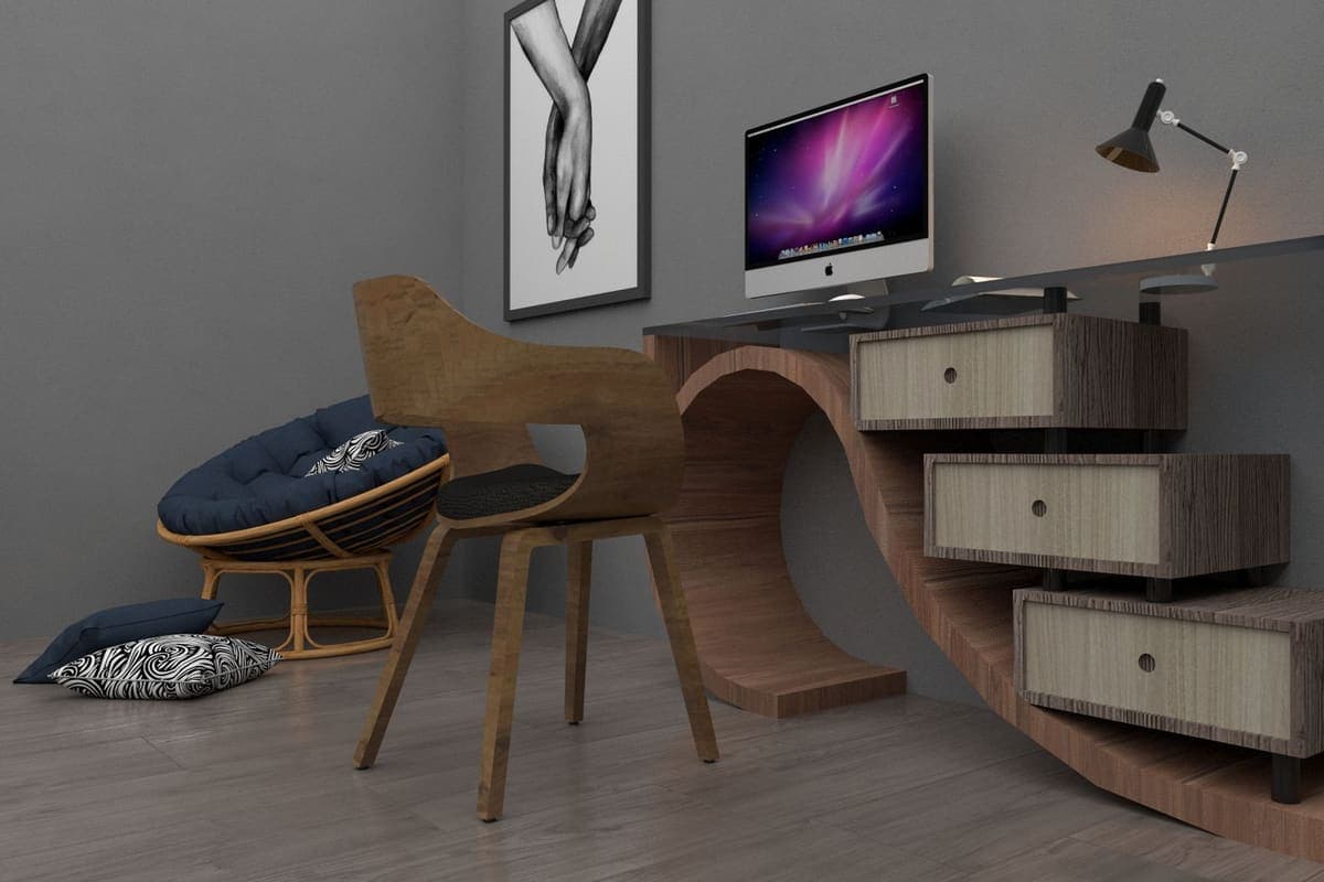 Desk with a glass top in a home office