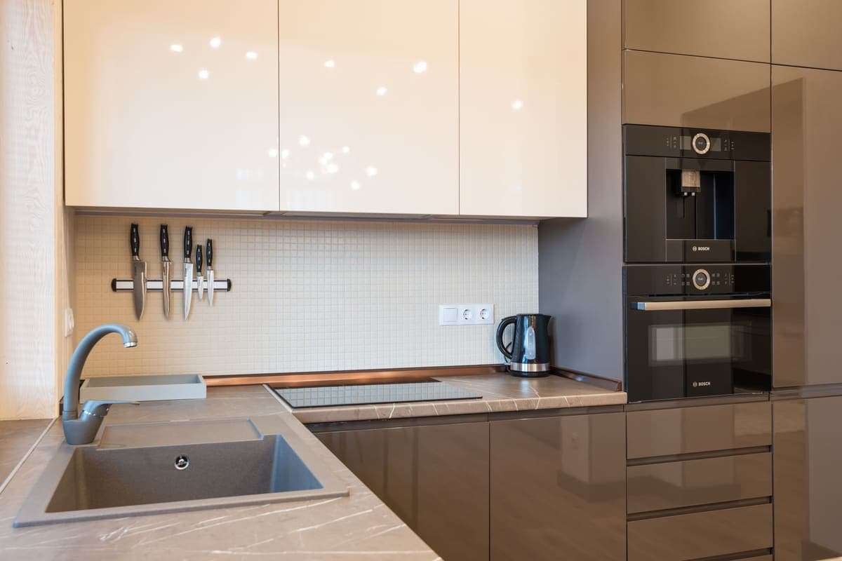 Minimal modern kitchen with built-in appliances