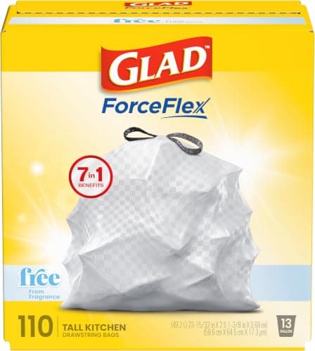 Glad ForceFlex Tall Kitchen Trash Bags, 13 Gallon